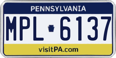 PA license plate MPL6137