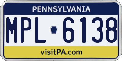 PA license plate MPL6138