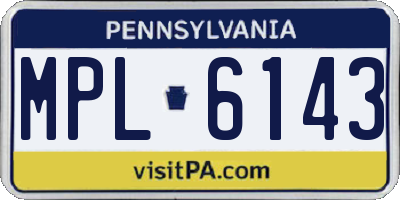 PA license plate MPL6143