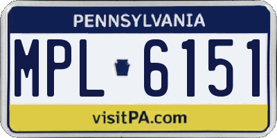 PA license plate MPL6151