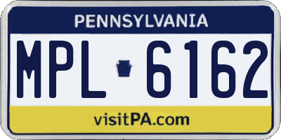 PA license plate MPL6162
