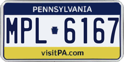 PA license plate MPL6167