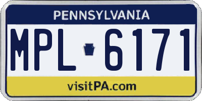 PA license plate MPL6171