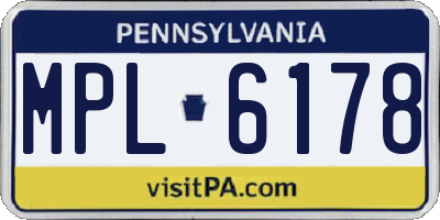 PA license plate MPL6178