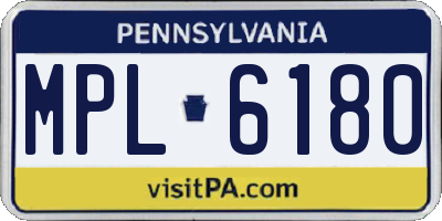 PA license plate MPL6180