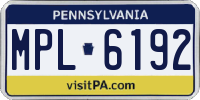 PA license plate MPL6192