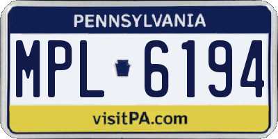 PA license plate MPL6194