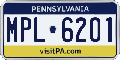PA license plate MPL6201