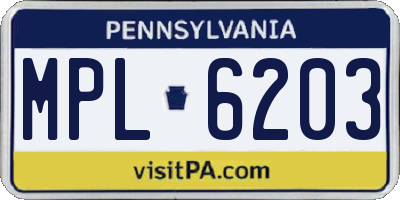 PA license plate MPL6203