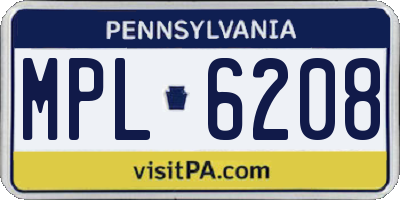 PA license plate MPL6208