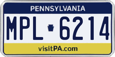 PA license plate MPL6214