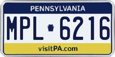 PA license plate MPL6216