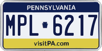 PA license plate MPL6217