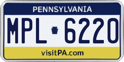 PA license plate MPL6220