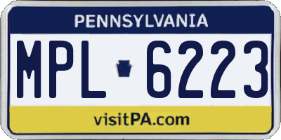 PA license plate MPL6223