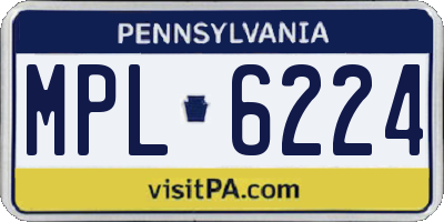 PA license plate MPL6224