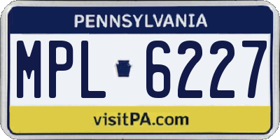 PA license plate MPL6227