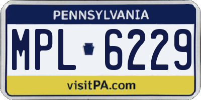 PA license plate MPL6229