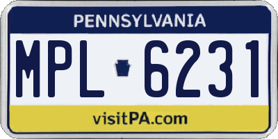 PA license plate MPL6231
