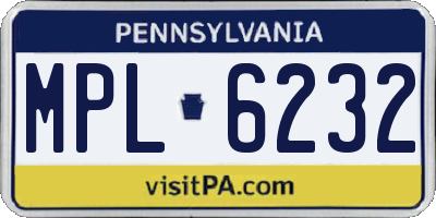 PA license plate MPL6232