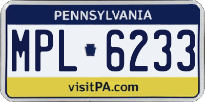 PA license plate MPL6233