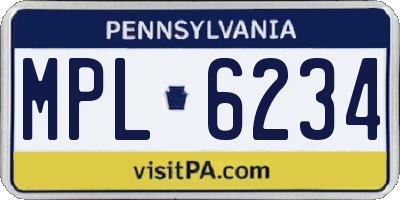 PA license plate MPL6234
