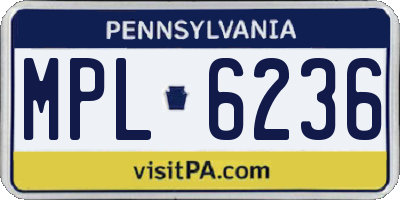 PA license plate MPL6236