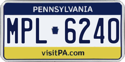 PA license plate MPL6240