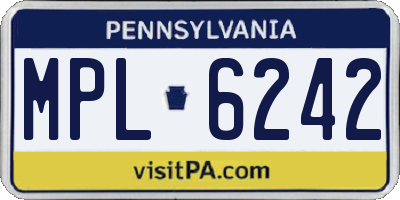 PA license plate MPL6242
