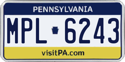PA license plate MPL6243
