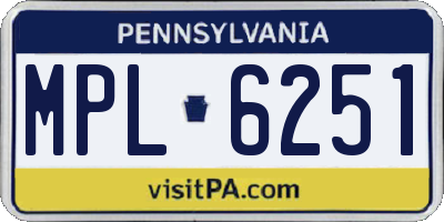 PA license plate MPL6251
