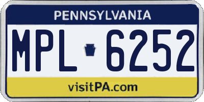 PA license plate MPL6252