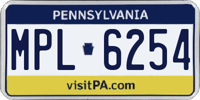 PA license plate MPL6254