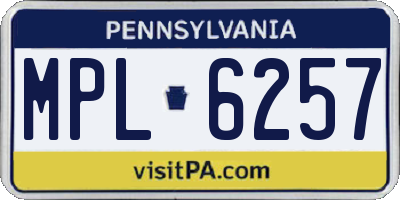 PA license plate MPL6257