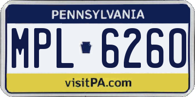 PA license plate MPL6260