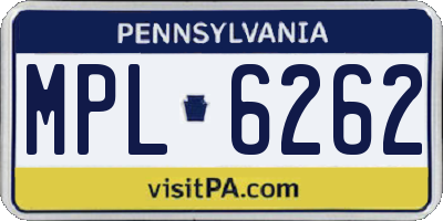 PA license plate MPL6262