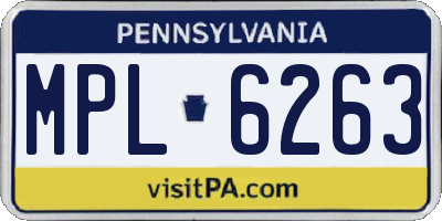 PA license plate MPL6263