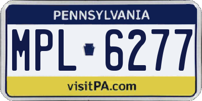 PA license plate MPL6277