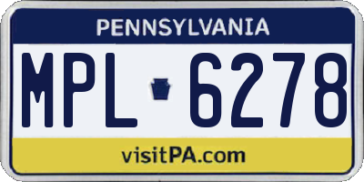PA license plate MPL6278
