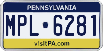 PA license plate MPL6281