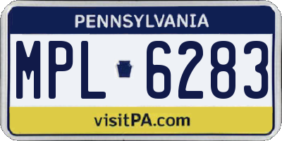 PA license plate MPL6283