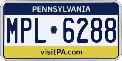PA license plate MPL6288