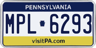 PA license plate MPL6293