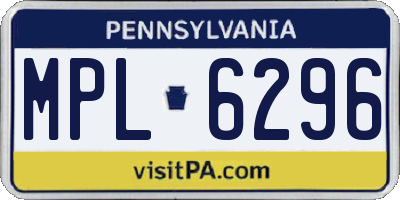 PA license plate MPL6296