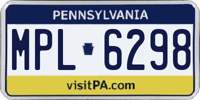 PA license plate MPL6298