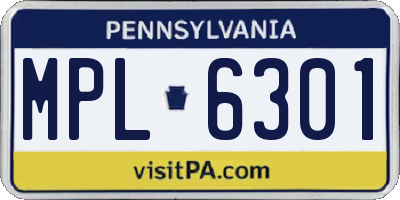 PA license plate MPL6301