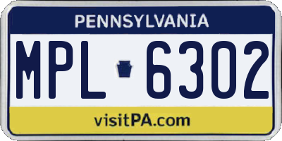 PA license plate MPL6302
