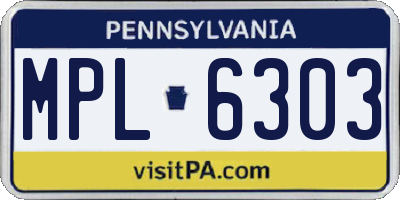 PA license plate MPL6303