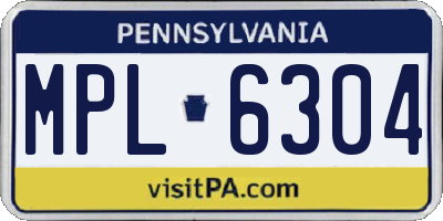 PA license plate MPL6304