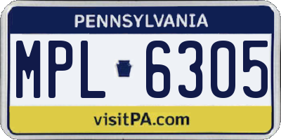 PA license plate MPL6305